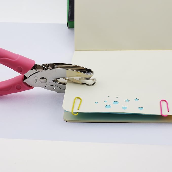 IZTOSS Handheld 1/16 Inch Paper Punch with Pink Handle, 1 Hole Punch, Small Hole Punch for Kids and Adults