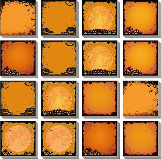 16 Pieces Halloween Sticky Note Halloween Note Pads with Spider Pumpkin Bat 480 Pieces of Self Adhesive Removable Memo Pads, 30 Sheets Each for Halloween School Office Home Students Teacher Presents