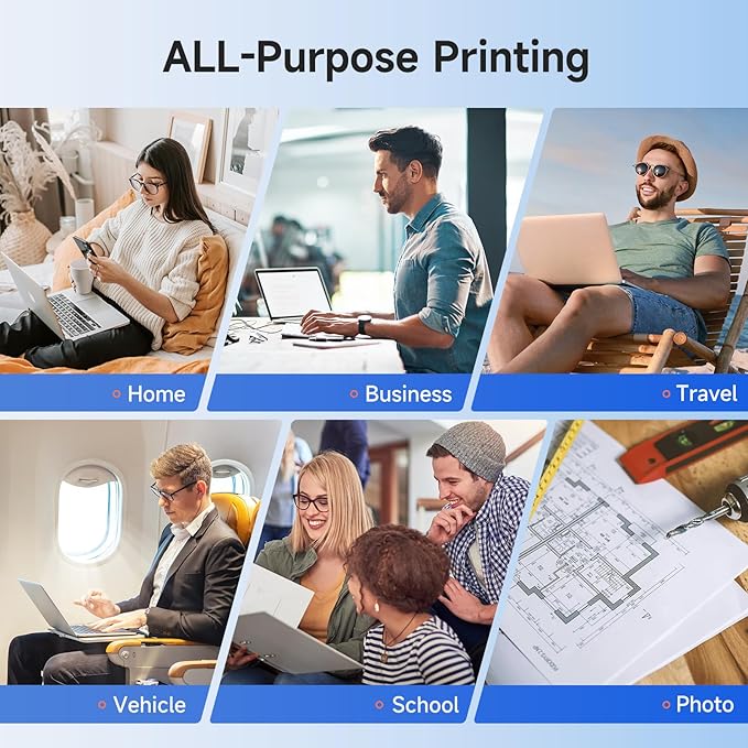 iDPRT Portable Printer Wireless for Travel - Bluetooth Mobile Printer Support for 8.5"x11" US Letter, Inkless Compatible with iOS, Android, Laptop for Office, Car and Home (pro, White)