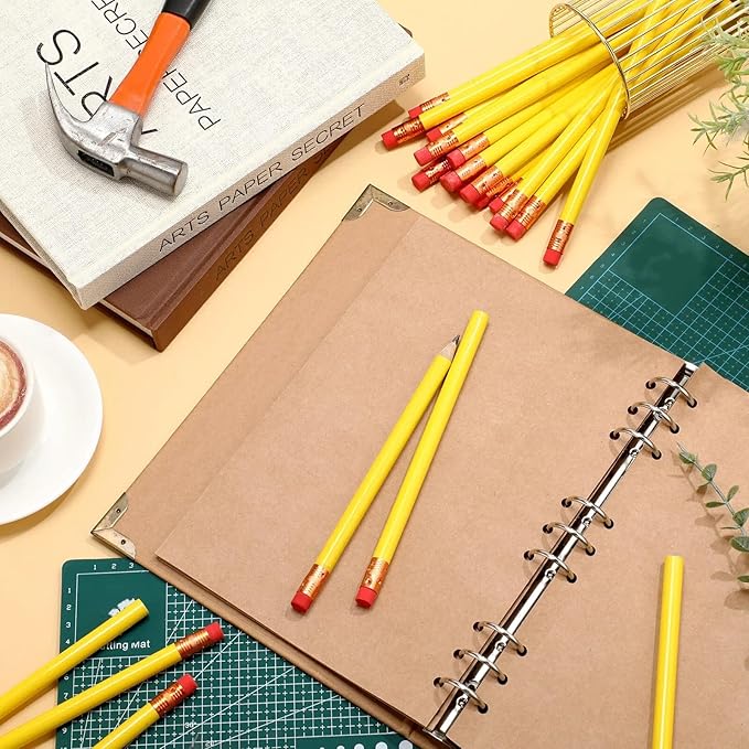 Fainne 48 Pcs Jumbo Pencil, Wooden Pencil with Black Core for Carpenters Construction Workers Woodworkers Framers Beginners Students Teachers DIY Project(Yellow,Round)