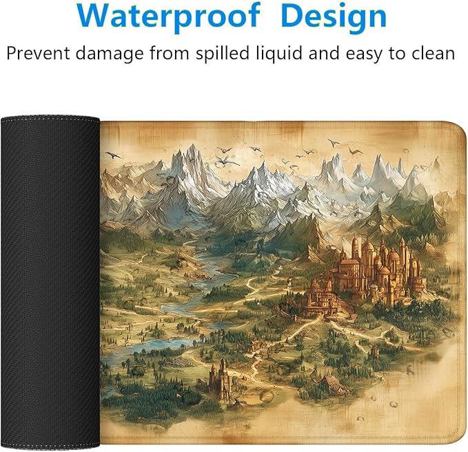 Game Map Gaming Mouse Pad Desk Pad Fantasy Treasure Map Ancient Scroll Mouse Pad Large Mousepad Extended Laptop Keyboard Mat Gaming Desk Pad Mouse Mat Office Computer Keyboard Laptop Home 31.5"x11.8"