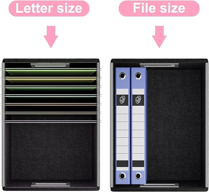 Huolewa Portable Leather File Organizer Storage Boxes, Collapsible File Folder Organizer Boxes with Lids, Document Organizer, Decorative Filing Box Cabinet for Letter/Legal File Folder Storage