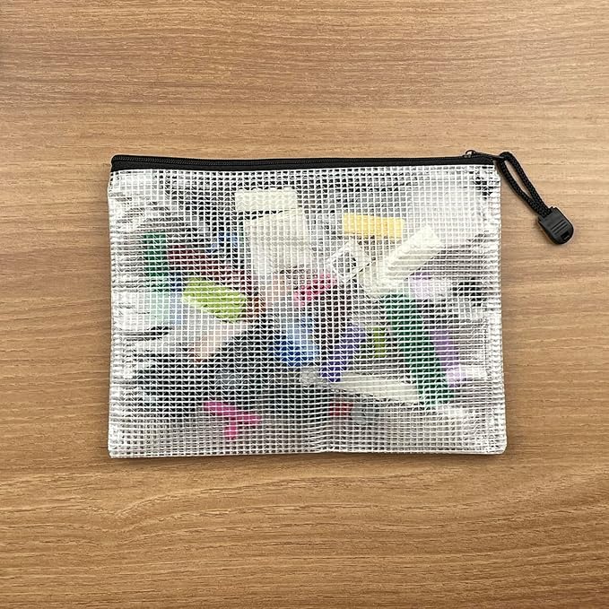 Oaimyy-16Pcs,5"x 7"- Mesh Zipper Pouch Document Folders Bag Plastic Zip File Folders for Office Supplies, Travel,Puzzles Games Organizing Storage Bags Multicolor