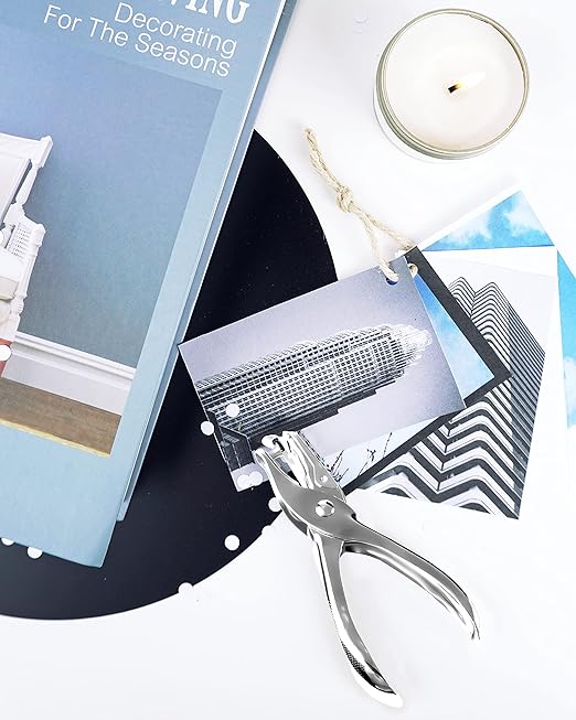 2 Pcs Hole Punch, 1/4 Inch and 1/8 Inch Single Hole Punch, MoHern Hole Puncher Single, Hole Puncher for Crafts, Tags, Tickets, Circle Paper Punches with 6 Sheet Capacity for Home, Office, School