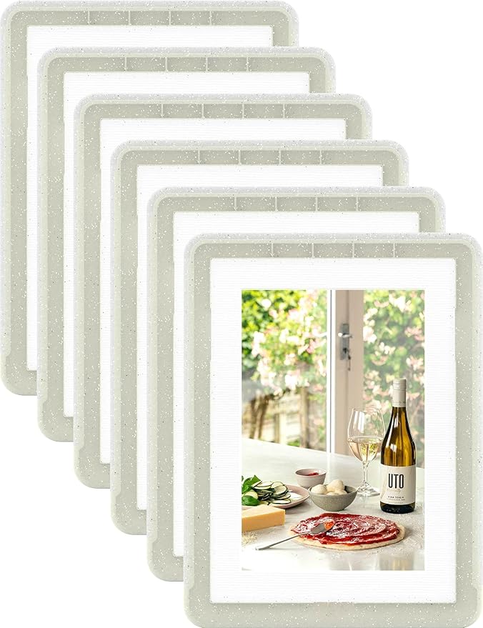 6-Pack 5x7 Picture Frame or 4x6 with Mat – Shatterproof Plastic Picture Frames for Family, Nursery & Playroom, Wall & Tabletop Frame for Home or Office, Safe Lightweight Design, Crystal Lightgray