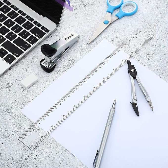 EBOOT 2 Pieces Plastic Ruler Straight Ruler Plastic Measuring Tool 12 Inches and 6 Inches (Clear)