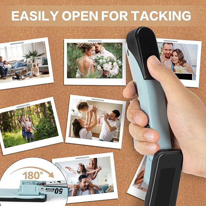 Deli Stapler Heavy Duty, Full Strip Staplers for Desk with 2000 Staples and Staple Remover, 50 Sheet Capacity, No Jam, Non-Slip Office Stapler with Staples for Office, Classroom, Blue