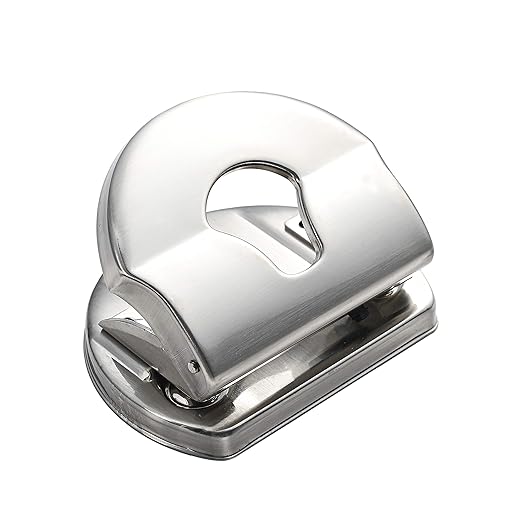 Paper Hole Puncher 2 Hole Punch, 10 Sheets Capacity, Without Base, Silver