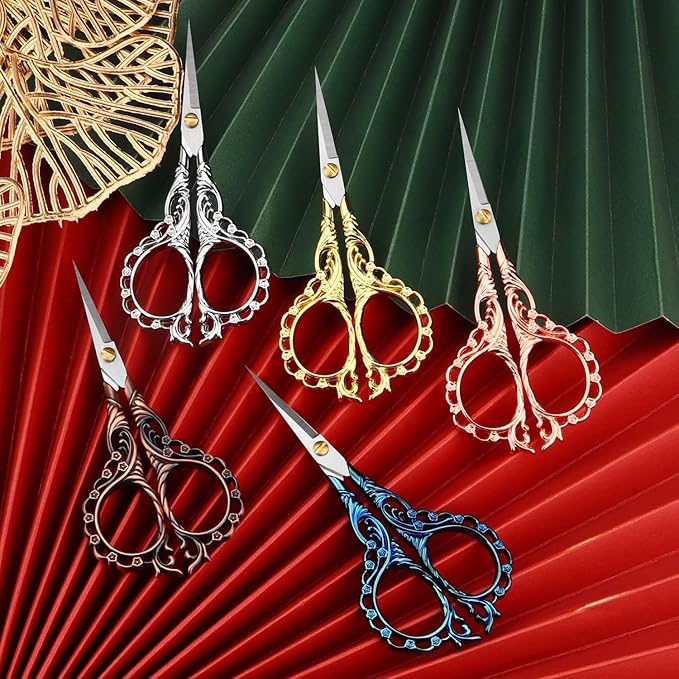 4.7 INCH Mini Stainless Steel Embroidery Scissors, Sharp Pointed Tip, Travel Scissors With Cover, Gold