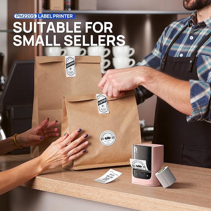 POLONO PM220S Label Maker Machine with Tape, 2 Inch Bluetooth Thermal Label Printer, Portable Sticker Printer for School, Office, Home, Business, Label Maker with 2'' x1.18'' Labels, Pink