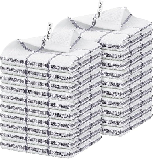Niallant 20 Pcs Cotton Dish Cloths, Soft Drying Kitchen Rags, 12x12 Inches, Purple Plaid