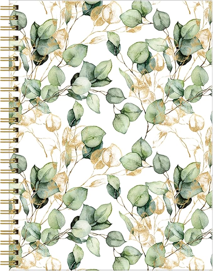 Spiral Journal Notebook for Women,A5 College Ruled Notebooks 6"x 8.4",Gold Eucalyptus Branches 120 Pages Lined Journal with Premium Thick Paper,Perfect for School Office Home Gifts(Watercolor Tropical