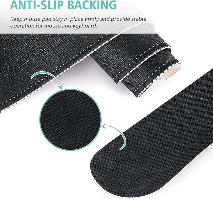 Desk Mat Pad, XXL Large Gaming Mouse Pad with Wrist Rest Wrist Support, 4in1 Desk Pad Set with Ergonomic Design Non-Slip for Home Office Gaming(Blue and Pink Quotes)