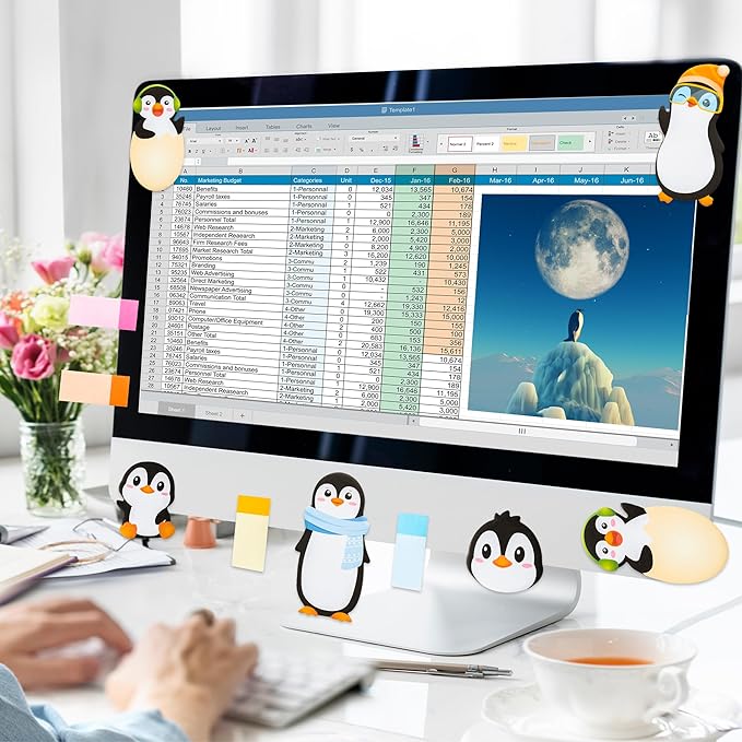 B1ykin Sticky Notes Set - Cartoon Theme Cute Self-Stick Notes Pad Teacher Appreciation Gifts， Self-Adhesive Writing Memo Pages Sticky to Do Notepad for Kids Employee School Office (Penguin)