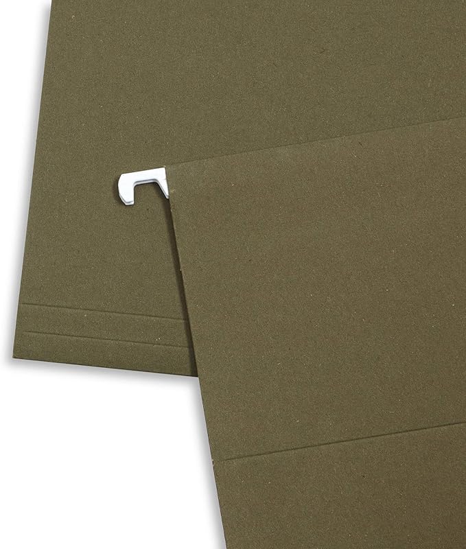 25 Blue Summit Supplies Legal Size Hanging File Folders – Standard Green Hanging File Folders Legal Size, Durable 12pt Paper with Plastic Tab and Paper Inserts Included