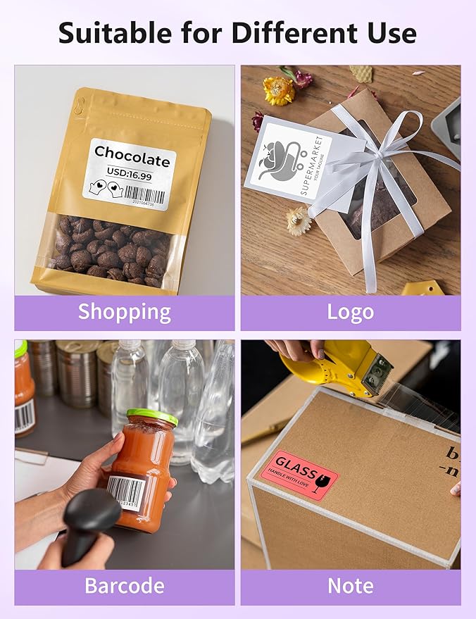 Phomemo Bluetooth Thermal Label Printer, 241BT 4X6 Wireless Shipping Label Printer for Small Business, Labels Printers for Shipping Package, Compatible with iPhone, Android, Purple