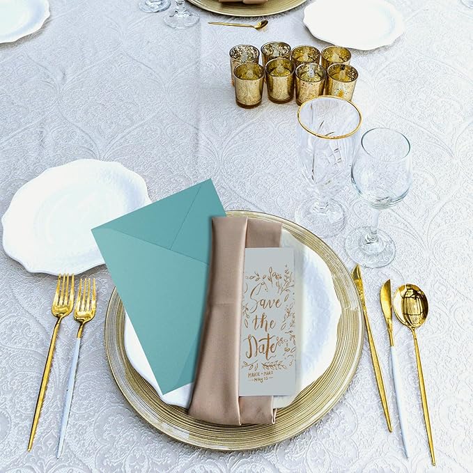 Shimmery Blue Envelope A7-100 PCS Goefun V Flap Invitation Envelopes for Wedding, Announcements, Mailing, Greeting Cards, 5.25 x 7.25 inches