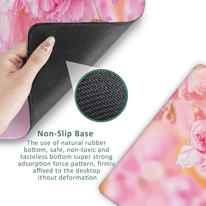 Large Mouse Pad Cherry Blossom Butterfly Extended Gaming Mouse Pad Non-Slip Desk Mat with Stitched Edge Laptop Computer Keyboard Mousepad for Office Home 35.4" x 15.7"