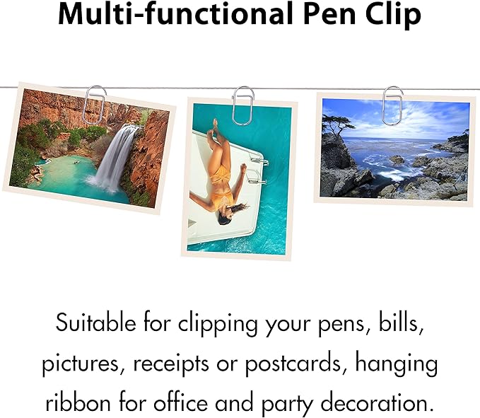 Wisdompro Pen Clip, 12 Pack Stainless Steel Pencil Clip Holder for Notebook, Books, Journal, Clipboard, Paper, etc. - Fits Almost Any Pen Size (Silver)