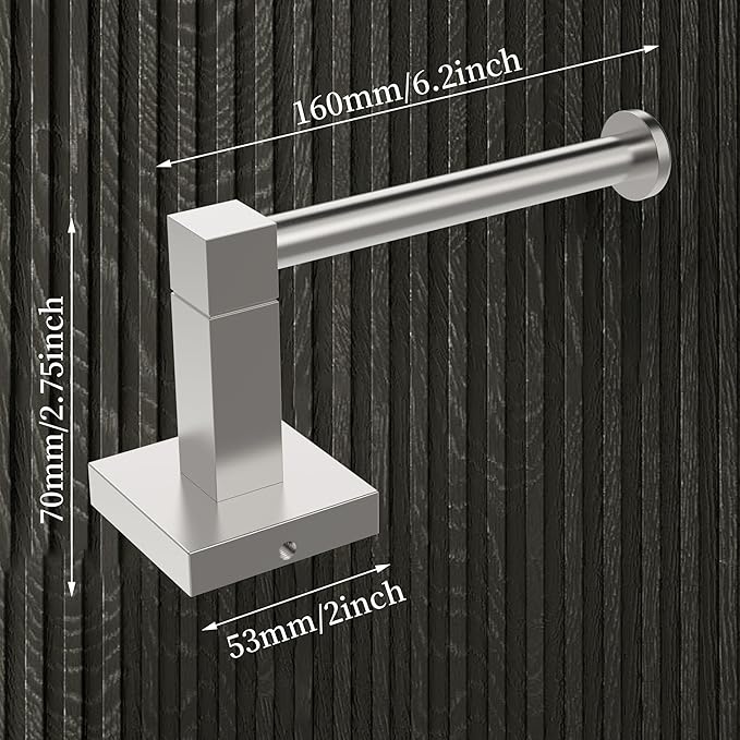 RUACQ Toilet Paper Holder Wall Mount,Square Base Tissue Roll Holder for Bathroom,Toilet Roll Holder Stainless Steel(Brushed Nickel)