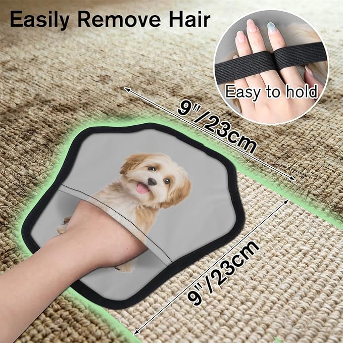 XIOBODR Personalized Pet Hair Remover Glove for Dogs & Cats - Custom Photo & Name Magic Brush for Dog Cat Hair Removal, Reusable Electrostatic Pet Hair Gloves for Furniture Carpet Couch, Photo Grey