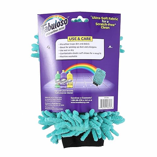 Fabuloso Microfiber Cleaning Mitt, Teal, One Size Fits All | Lint-Free, Scratch-Free Dustless Hand Cloth for Bold and Bright Cleaning Experience
