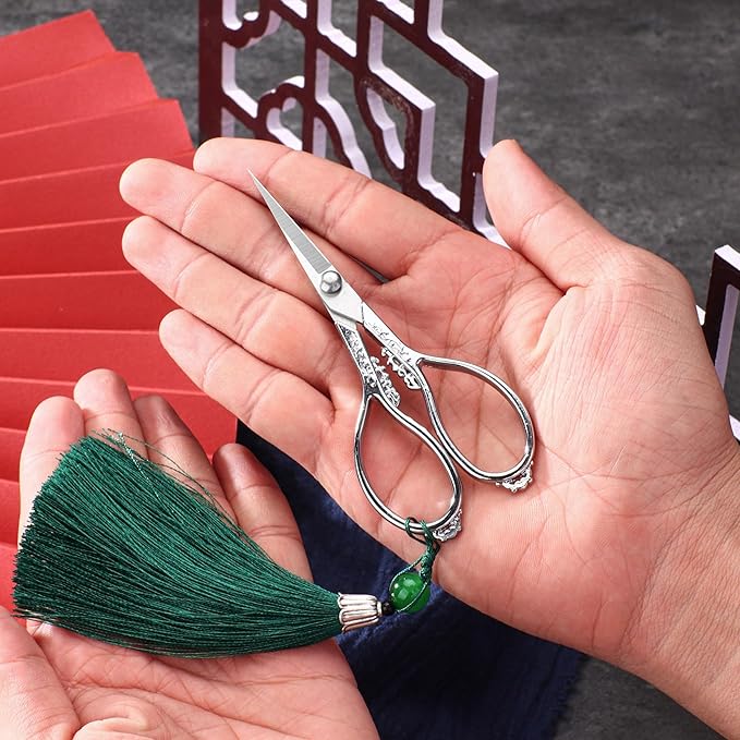 Vintage European Style Embroidery Scissors - Mini, Sharp Tip, Stainless Steel, Travel Scissors With Pouch, Silver