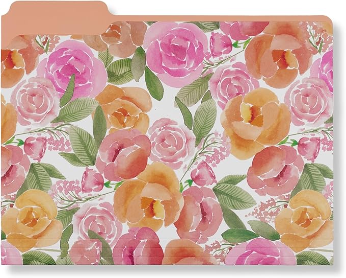 Steel Mill & Co Cute File Folders, Set of 9, Document Organizer for Filing Cabinet, Decorative Letter Size Files, Full Posey/Scattered Posey/Bold Floral