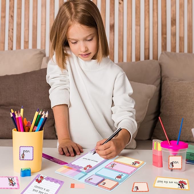 B1ykin Sticky Notes Set, Cartoon Theme Cute Self-Stick Notes Pad Teacher Appreciation Gifts， Self-Adhesive Writing Memo Pages Sticky to Do Notepad Thank You Gift for School (New Funny Chickens)