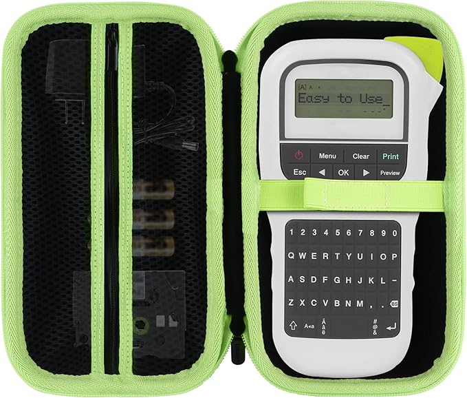 Storage Case Compatible with Brother P-Touch PTH110 / PTH111 Pro / PTE110 Portable Monochrome Label Maker (Black+Mint Green Zipper Case)