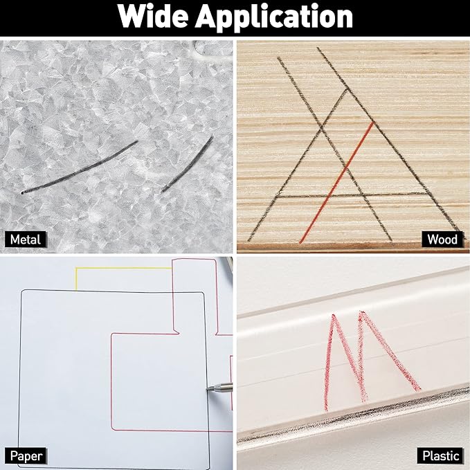 Hiboom 5 Pcs Mechanical Carpenter Pencil, 30 Pcs Refills Needle Nose Tip Hole Marker with Built in Sharpener, Scribe Making Tools for Woodworking, Design Patent(Orange, Red, Green, Blue, Black)
