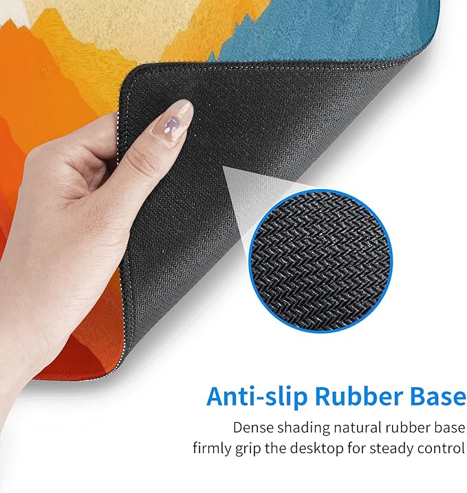 Colorful Mountains Sunset Large Mouse Pad, Gaming Desk Mat, XL Keyboard Desk Pad Mat for Desktop, 31.5"x11.8" Non-Slip Base Big Mousepad with Stitched Edges