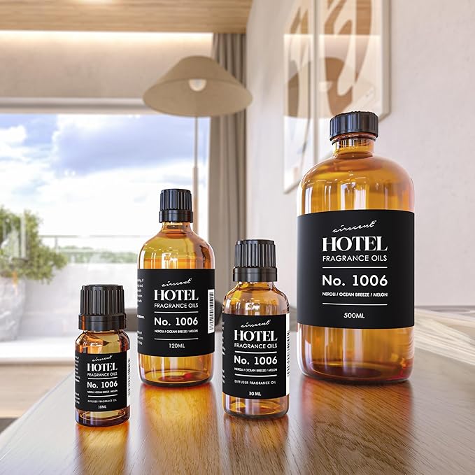 AirScent Hotel Diffuser Oil No. 1006 - Neroli Ocean Breeze Melon - Hotel Scent Dupe - Premium Fragrance Oil for Ultrasonic and Waterless Diffusers and Crafting - 30 mL, 1 fl oz Glass Dropper Bottle