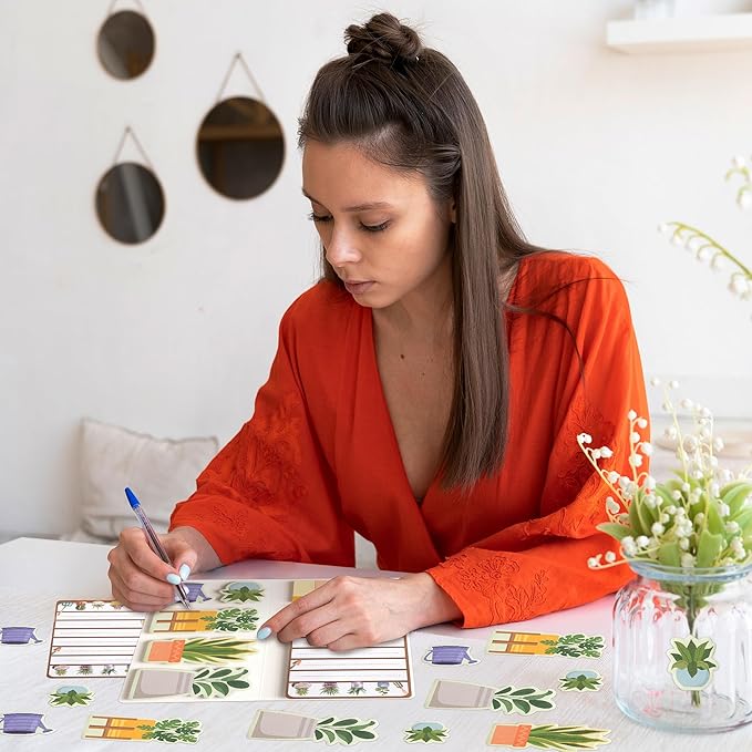 B1ykin Sticky Notes Set, Plant Lovers Theme Self-Stick Notes Pad Teacher Appreciation Gifts， Self-Adhesive Writing Memo Pages Sticky to Do Notepad for Kids Employee School Office (Plant Lovers)