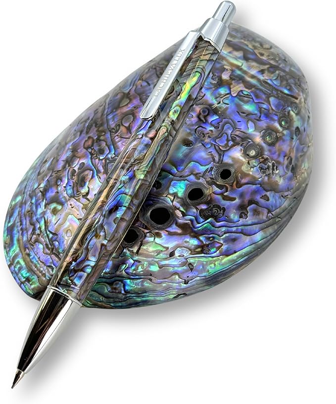 LACHIEVA LUX Abalone Shell Mechanical Pencil 0.7mm, Luxury Metal Pencil for Drawing and Sketching, Includes 12 Lead Refills