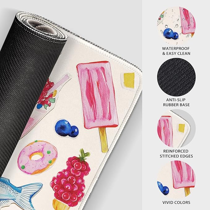 Watercolor Stickers Gaming Mouse Pad 31.5"x15.7"｜XXL Desk Mat, Non-Slip Rubber Base & Stitched Edges - Extended Waterproof Mousepad for PC/Laptop/Office/Home Decor