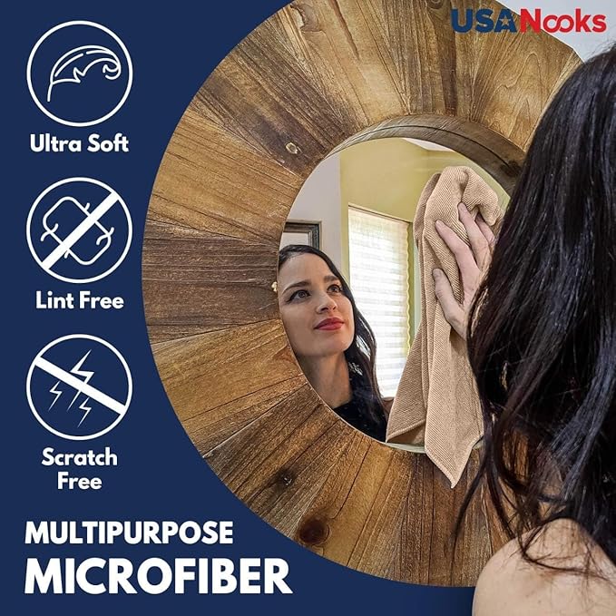 USANOOKS Microfiber Cleaning Cloth - Beige - 50Pcs (12.5x12.5 inch) High Performance - 1200 Washes, Ultra Absorbent Car Towel Traps Grime & Liquid for Streak-Free Mirror Shine - car Washing Cloth