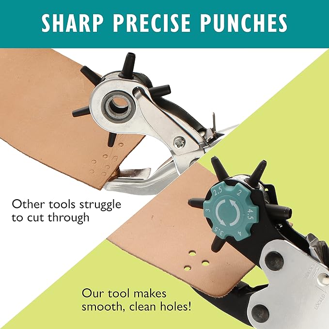 The Beadsmith Rotating Ergonomic Leather Hole Punch, Six Hole-Size Options, Leather Crafts and Jewelry-Making Supplies