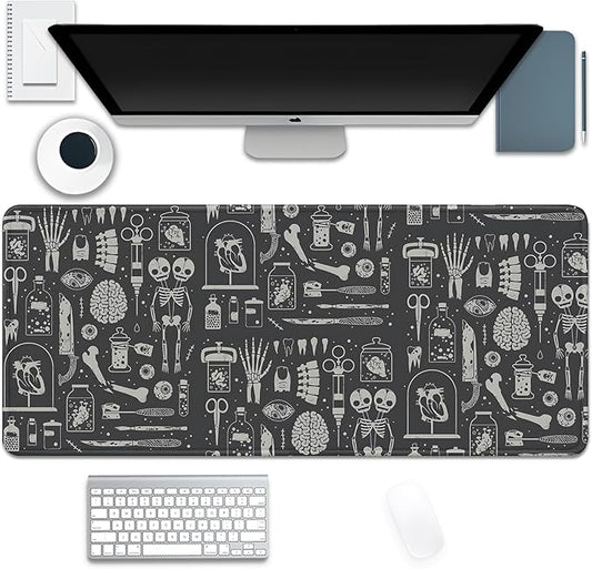 Human Skeleton Medical Mouse Pad,Large X Ray Mousepad Desk Pad with Stitched Edges,Non-Slip Waterproof Rubber Base Mouse Mat for Office Computer Keyboard Laptop Home(27.5x11.8 in)