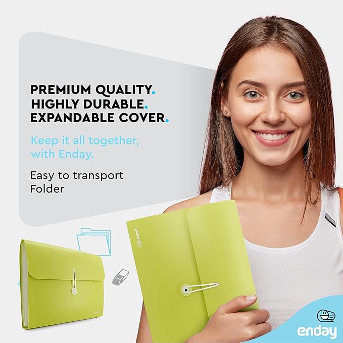 Accordion File Organizer 13 Pocket Expanding File Folder with Labels, Accordion File Organizer Letter Size Letter A4 Paper for Receipts, Bills and Documents 13" x 9.5” –by Enday