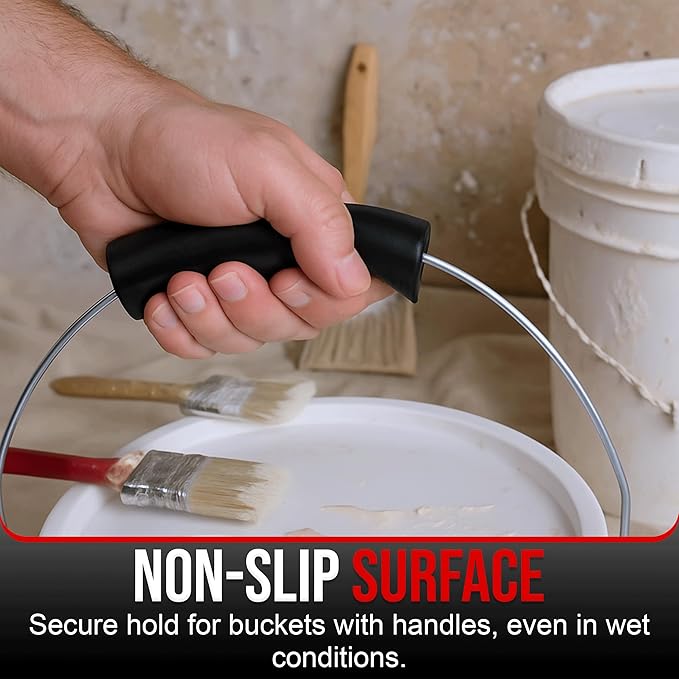 USA-Made Bucket Grip for 5 Gallon Buckets, Ergonomic, Durable Handle Grip for Heavy-Duty Buckets | Easy to Install, Comfortable for Gardening, Construction, DIY | Fits 5 Gal Handle