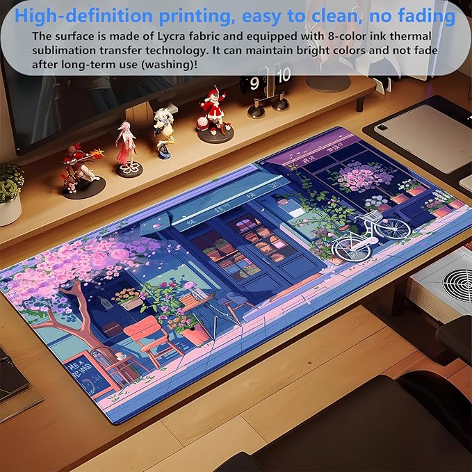 Kawaii Desk Mat Anime Aesthetics Mouse Pad Large Gaming Mouse Pads XL Computer Mat Pink Cherry Blossoms Mousepad Warm and Cute Japanese Keyboard Pad 31.5 x 15.7 Inch Desktop Gaming Pad