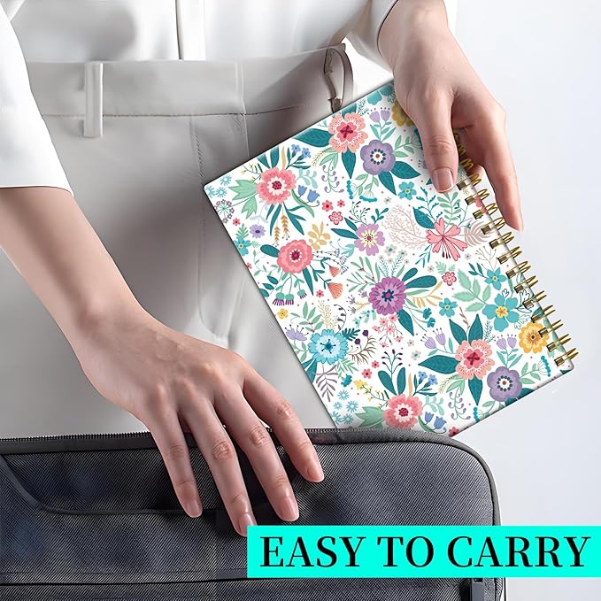 Spiral Notebook Journal for Women Men, A5 Hardcover Journal, 120 Pages Thick Paper, College Ruled Writing Notebook for School, Work & Office 8.3'' × 5.9''(Colorful Spring Flowers)