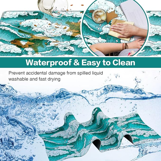 Gaming Mouse Pad, Large Mouse Pad XXL 35.4×15.7in, Extended Computer Keyboard Mouse Mat Desk Pad for Laptop with Stitched Edges, Waterproof Mousepad for Gamer Home&Office Women