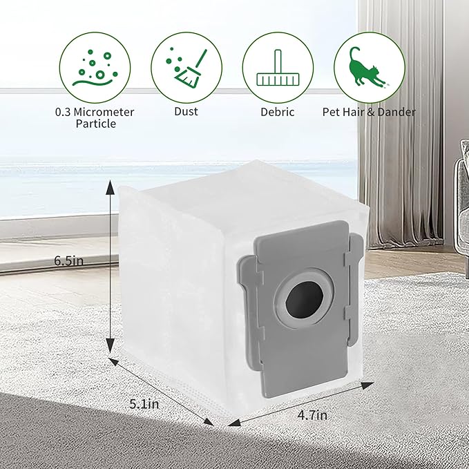 Amyehouse Brush Hepa Filter Accessory Kit Replacement Compatible with Roomba I & J Series i1 i3 i4 i6 i7 i8 J7 J5 J6 J8 J9 Including 2 Extractor 10 Filters 10 Side Brush & 5 Bags