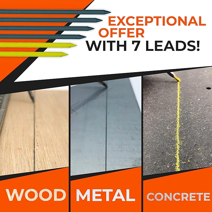 THORVALD New 2-in-1 Carpenter Pencils with Finger Grip for Construction - Incl. 7 Leads + Sharpener - Solid Mechanical Pencils with Fine Point/Best Marking tools Construction/Carpenters/Scriber