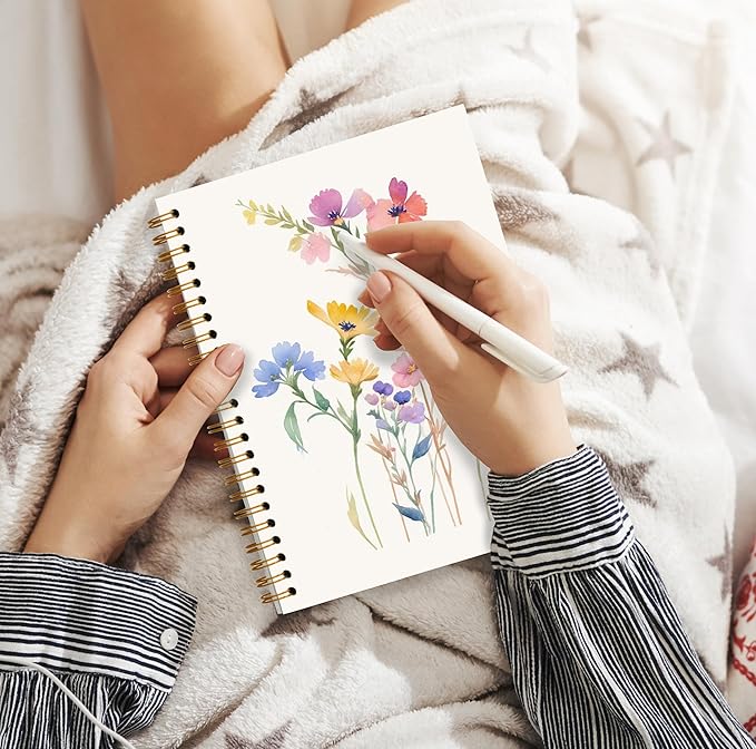 Vintage Wild Flower Botanical Plant Notebook 06,Rustic Spring Floral Cottagecore Notebook Journal for Work Office School Student Teacher,Hardcover Spiral Notebook 5.5x8.8