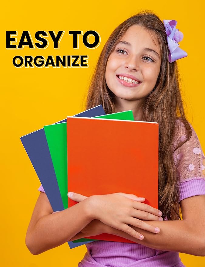 SUNEE Folders with Pockets 3 Hole Punched(50 Pack, Dark Blue), 2 Pocket Folders Fit Letter Size Paper, Paper File Folder for School Office Home Bussiness