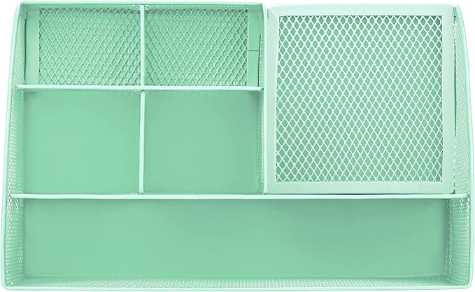 Annova Mesh Desk Organizer Office with 7 Compartments + Drawer/Desk Tidy Candy/Pen Holder/Multifunctional Organizer (Green23)