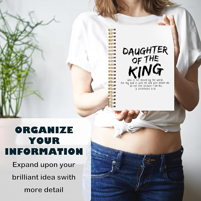 BearCake Prayer Journal for Woman,Christian Bible Journal,Christian Gifts for Women, Bible Notebooks for Note Taking, Daughter of the King,Spiral bible Notebook 5.5x8.3